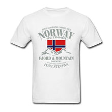 Load image into Gallery viewer, Summer Norway Flag Fjord Mountain T Shirt Crazy Men's Shirt Cotton Crewneck Plus Size Short Sleeve Funny T-shirts