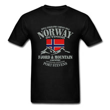 Load image into Gallery viewer, Summer Norway Flag Fjord Mountain T Shirt Crazy Men's Shirt Cotton Crewneck Plus Size Short Sleeve  Funny T-shirts
