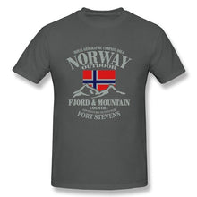 Load image into Gallery viewer, Summer Norway Flag Fjord Mountain T Shirt Crazy Men's Shirt Cotton Crewneck Plus Size Short Sleeve  Funny T-shirts
