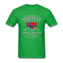 Load image into Gallery viewer, Summer Norway Flag Fjord Mountain T Shirt Crazy Men's Shirt Cotton Crewneck Plus Size Short Sleeve  Funny T-shirts
