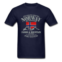 Load image into Gallery viewer, Summer Norway Flag Fjord Mountain T Shirt Crazy Men's Shirt Cotton Crewneck Plus Size Short Sleeve  Funny T-shirts
